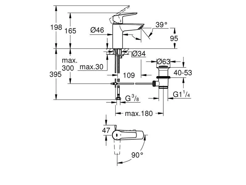 GROHE Lavaboarmatur QuickFix Start S-Size chrom GROHE Lavaboarmatur QuickFix Start S-Size chrom