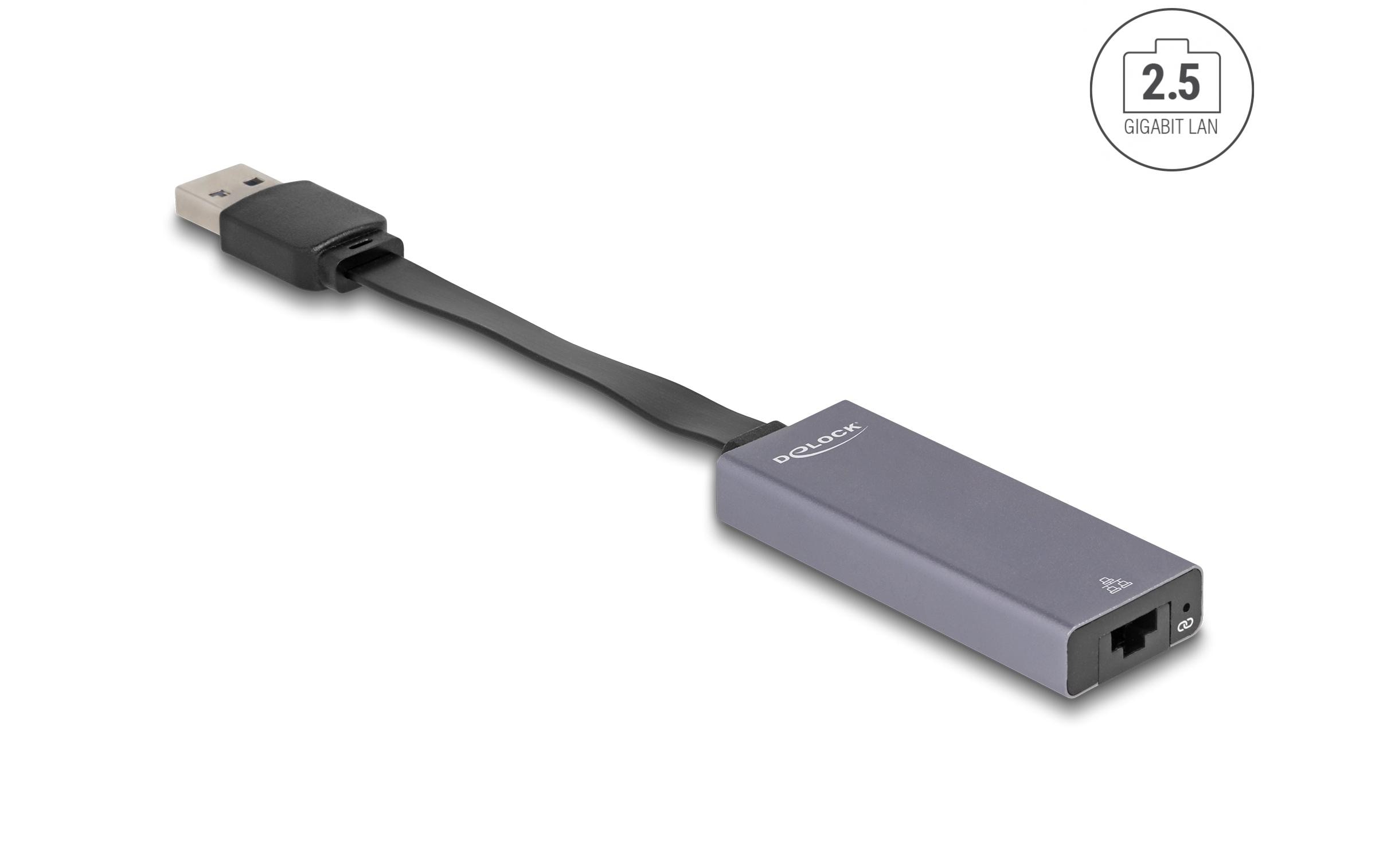 Delock Netzwerk-Adapter USB Typ-A - RJ45, 2.5 Gbps Delock Netzwerk-Adapter USB Typ-A - RJ45, 2.5 Gbps