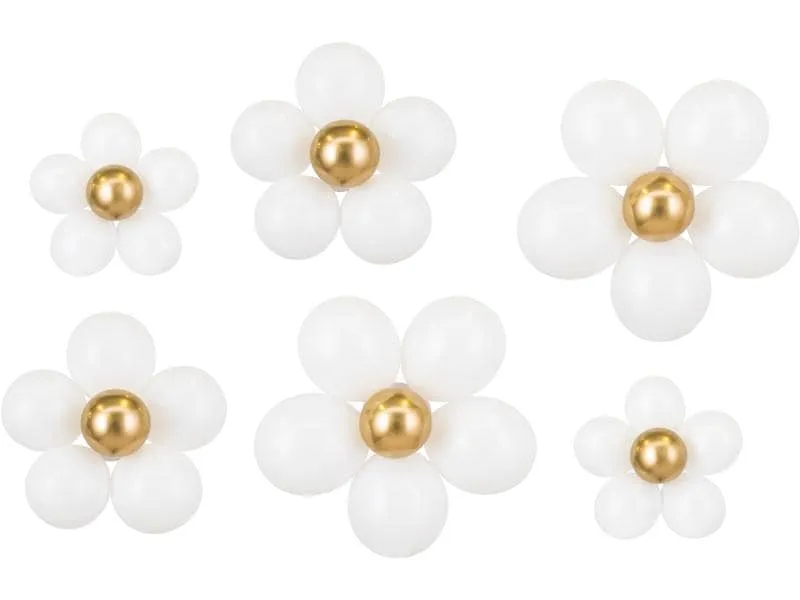 Partydeco Luftballon Set Blumen 40-50 cm, Gold/Weiss Partydeco Luftballon Set Blumen 40-50 cm, Gold/Weiss