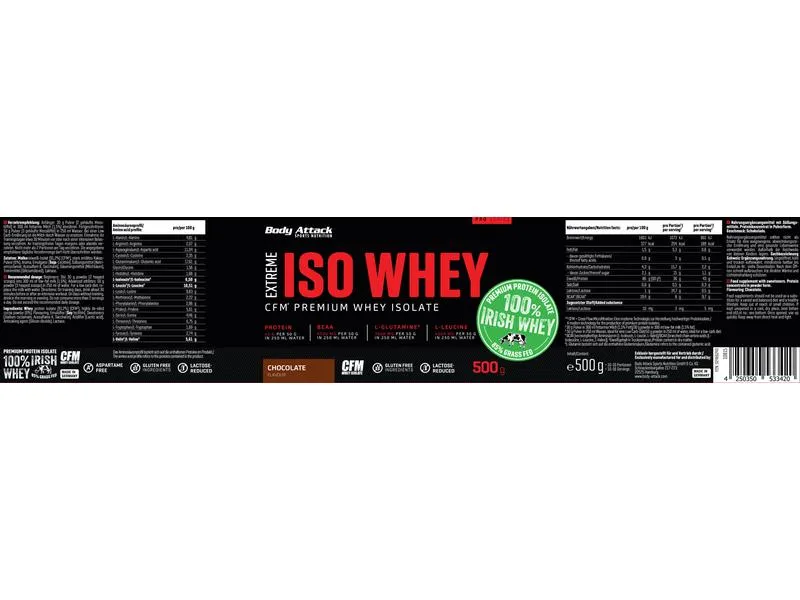 Body Attack Pulver Extreme Iso Whey Professional Schokolade 500 g