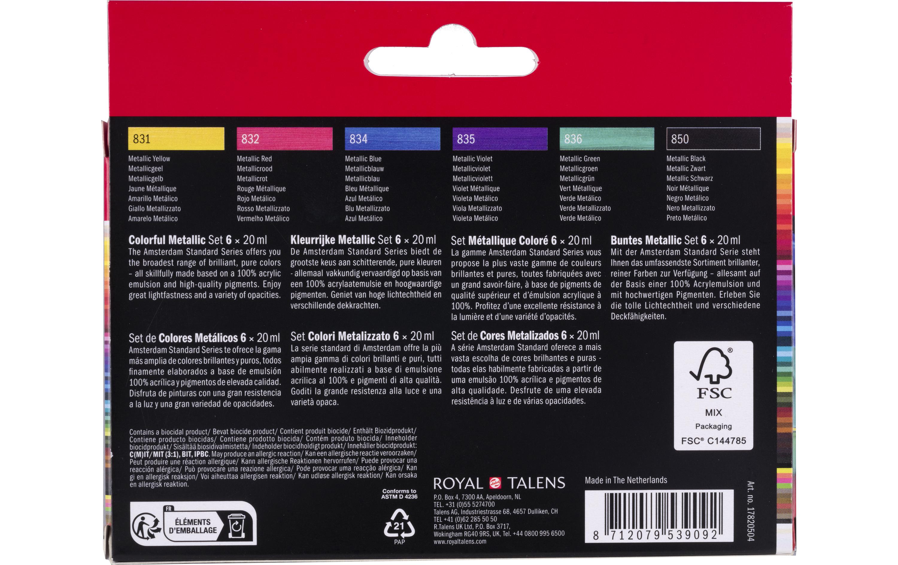 Amsterdam Acrylfarbe Set Colorful Metallic 6 Tuben à 20 ml