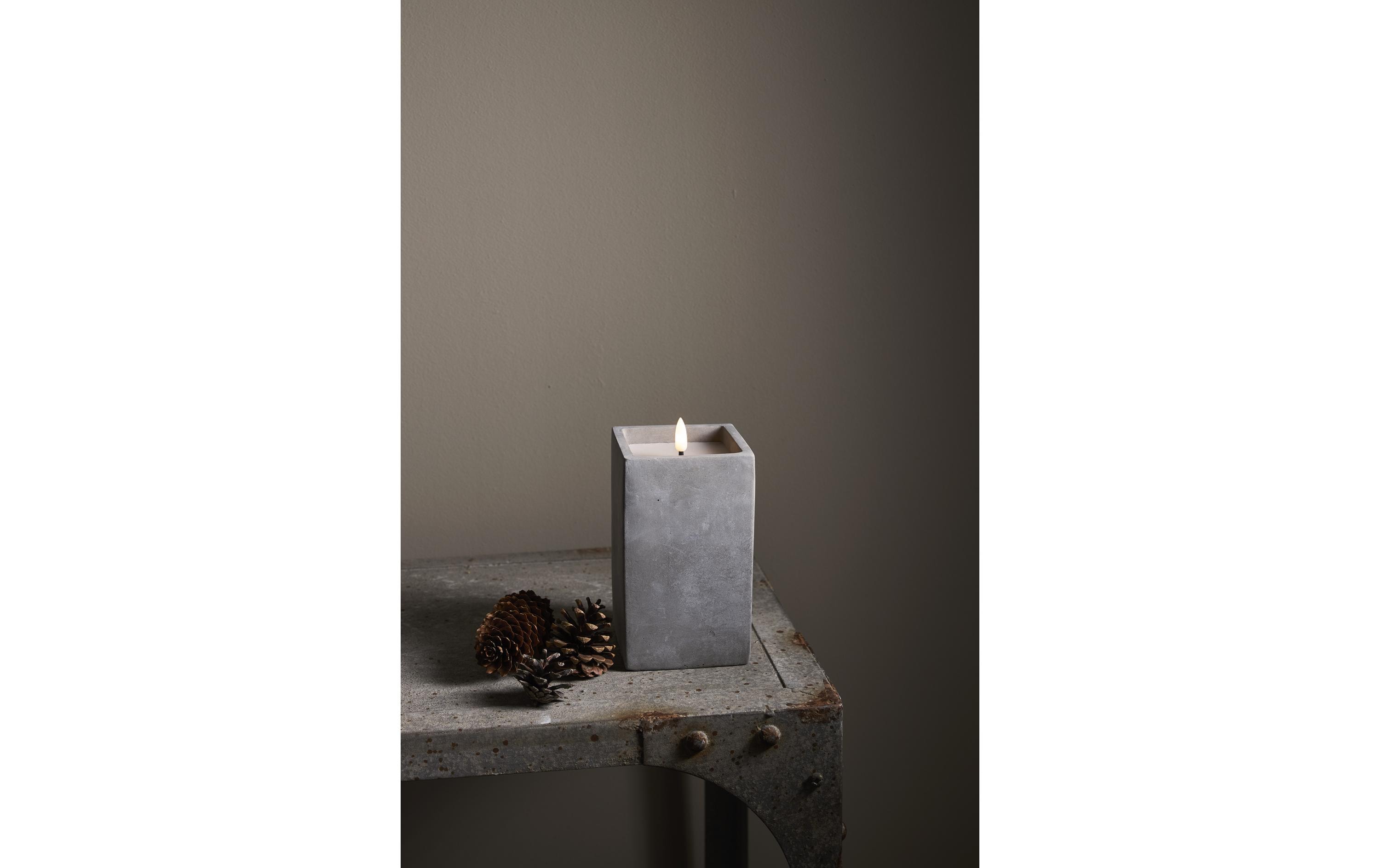 Star Trading LED-Kerze Flamme Cem, 9 x 9 x 16.5 cm, Grau