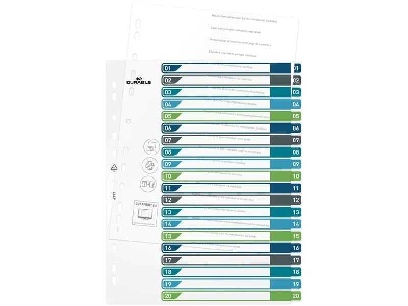 DURABLE Register A4+, 1-20, 5-farbig DURABLE Register A4+, 1-20, 5-farbig