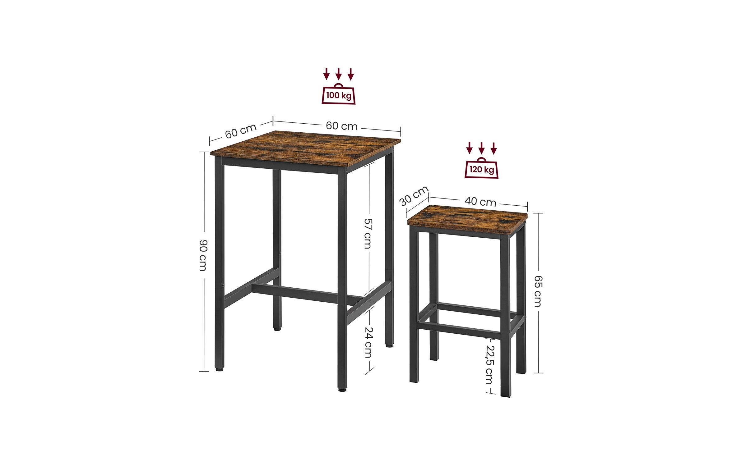 VASAGLE Bar-Tisch-Set, Vintagebraun / Schwarz