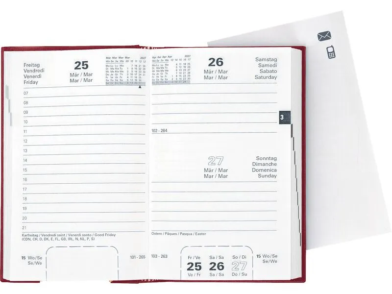 Biella Geschäftsagenda Disponent Kein, 2027, Weinrot