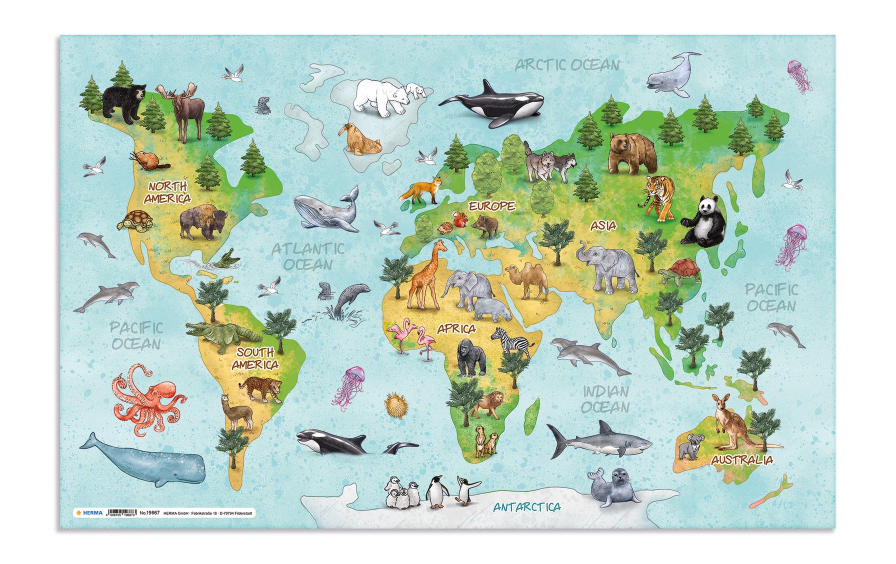 HERMA Schreibunterlage Weltkarte 55 x 35 cm