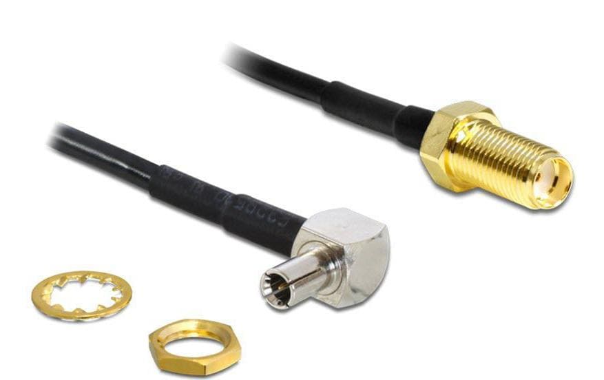 Delock Antennenadapter 90°, 17cm, SMA Buchse (f) - TS-9 Stecker (m)