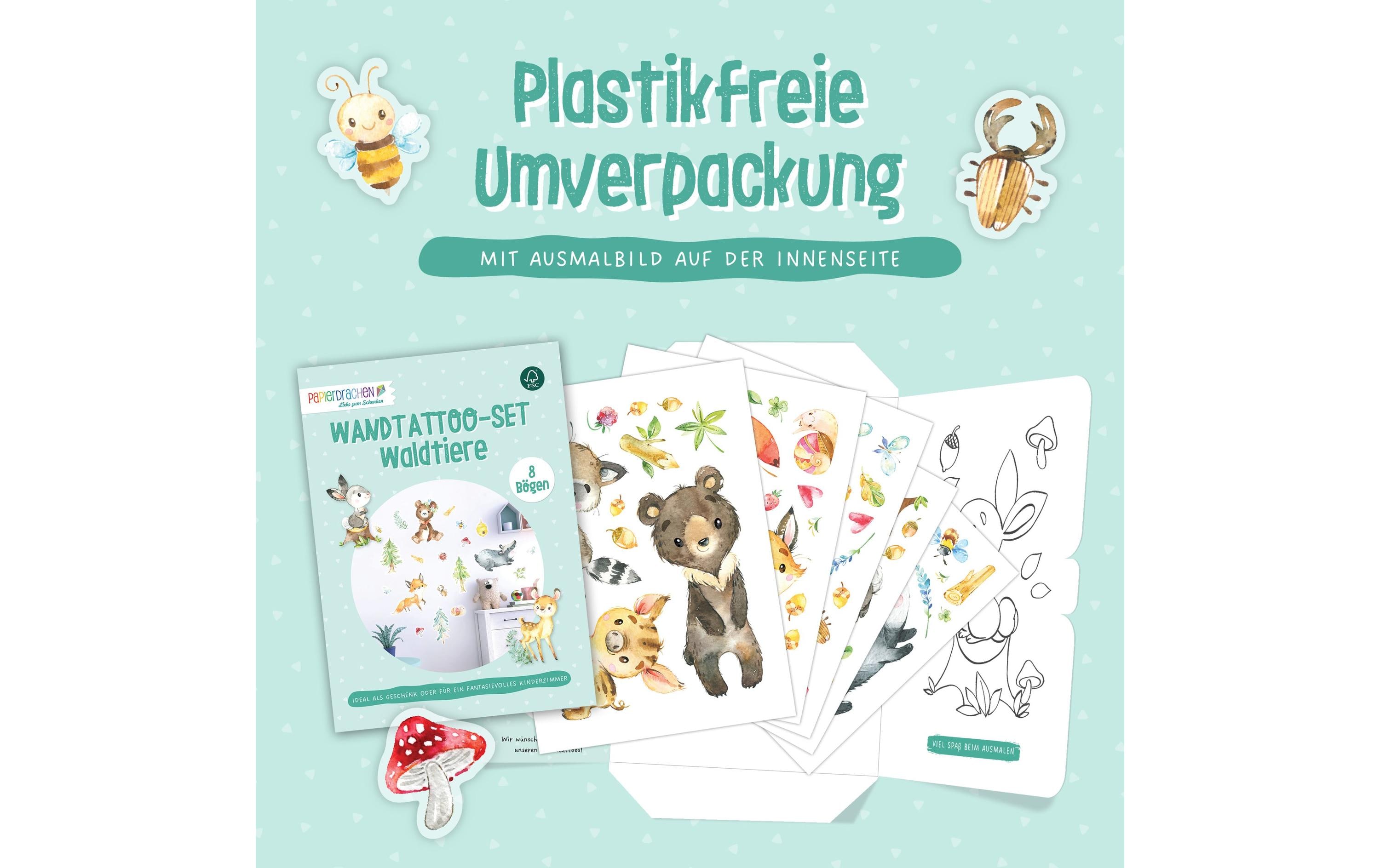 Papierdrachen Wandtattoo-Set Waldtiere