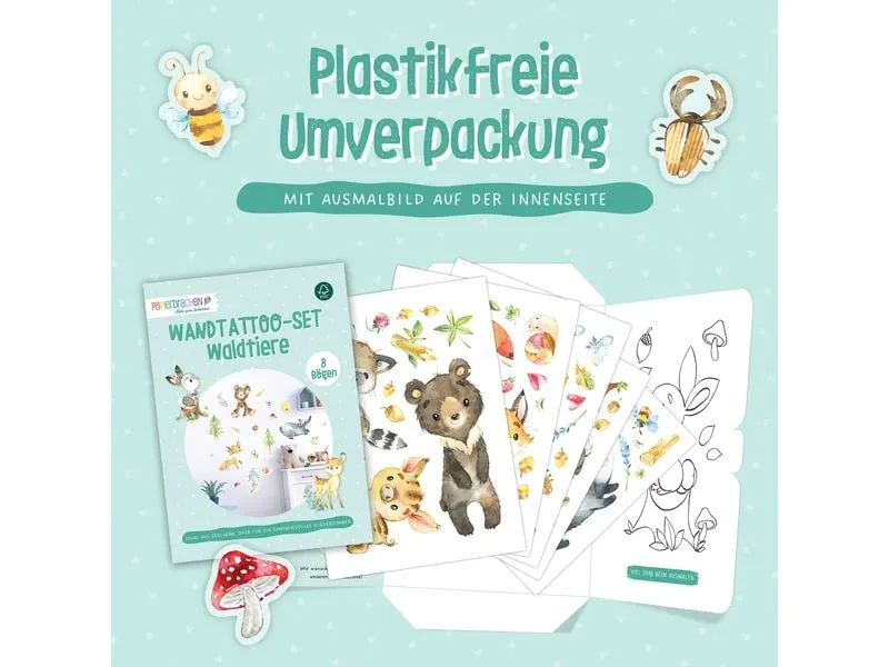 Papierdrachen Wandtattoo-Set Waldtiere Papierdrachen Wandtattoo-Set Waldtiere