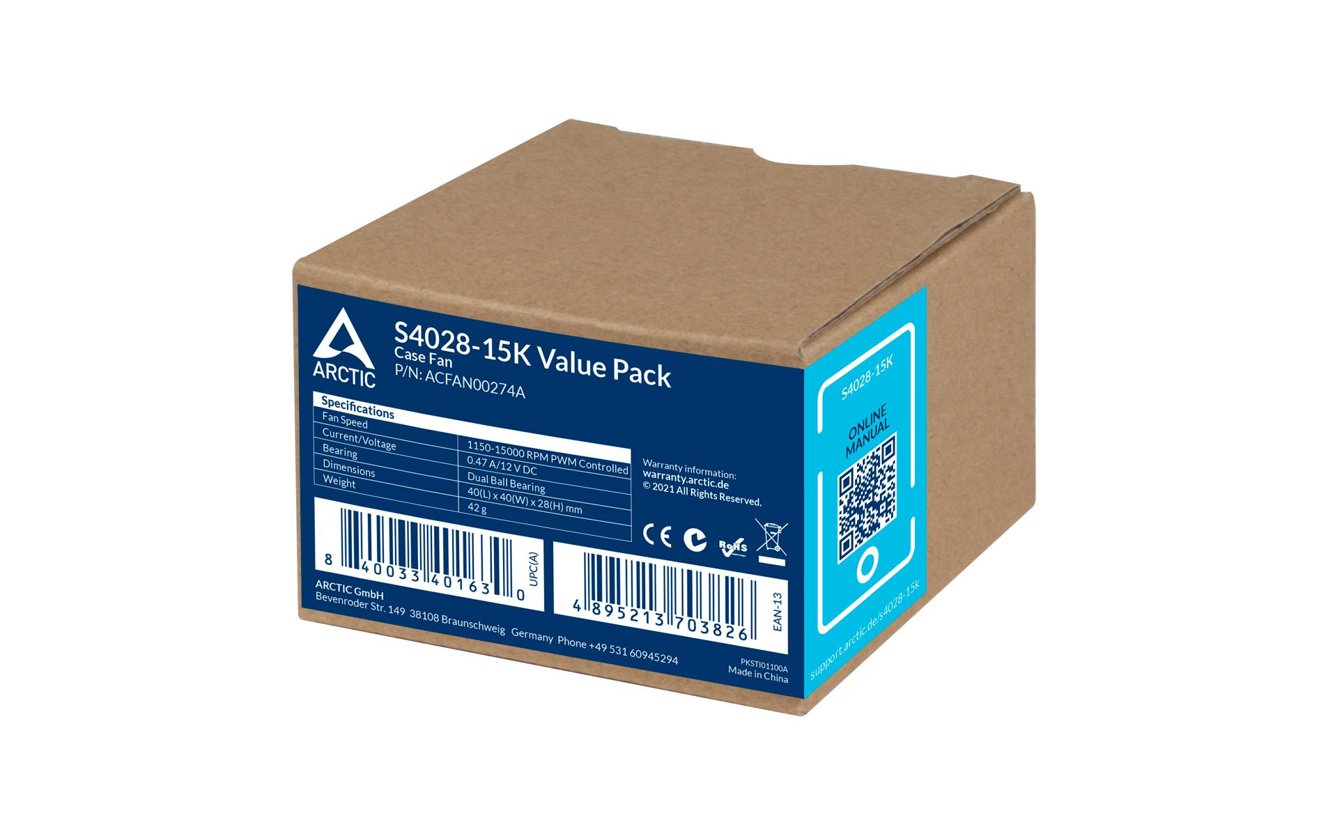 Arctic Cooling PC-Lüfter S4028-6K, 40 x 28 mm, 6000 RPM, Schwarz, 5 Stück Arctic Cooling PC-Lüfter S4028-6K, 40 x 28 mm, 6000 RPM, Schwarz, 5 Stück