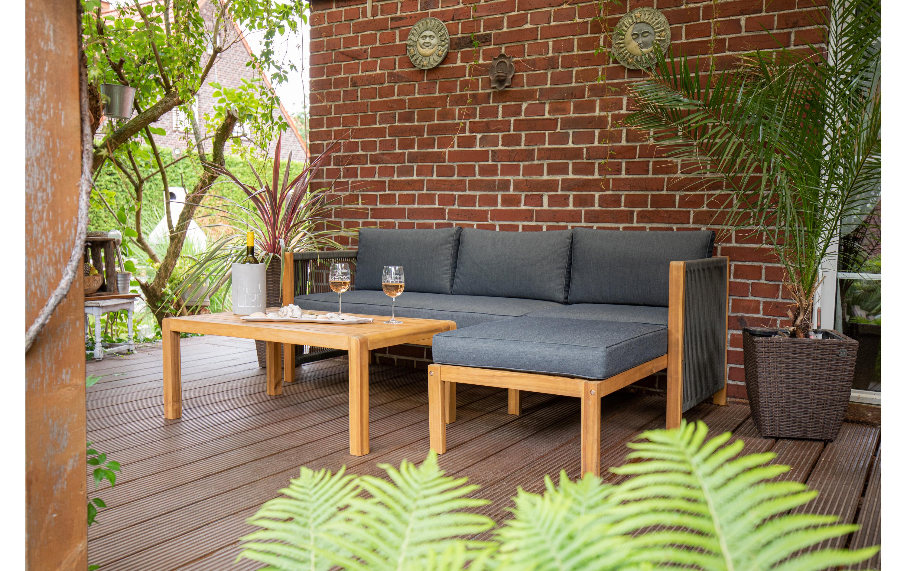 Acamp Loungeset Malaga Schwarz/Braun, 3 Sitzplätze