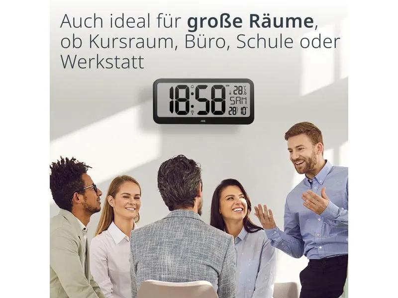 ADE Funkuhr XXL Wanduhr oder Regeluhr Schwarz ADE Funkuhr XXL Wanduhr oder Regeluhr Schwarz