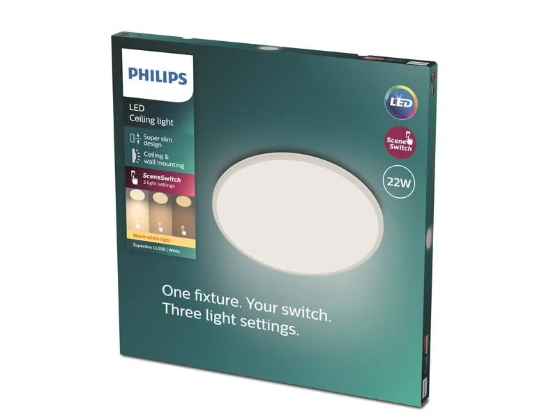 Philips Deckenleuchte LED SceneSwitch CL550 2000 lm 2700K, Weiss