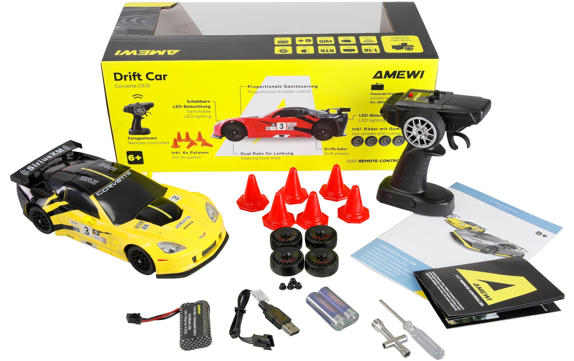 Amewi Drift Corvette C6.R 1:18 RTR Gelb