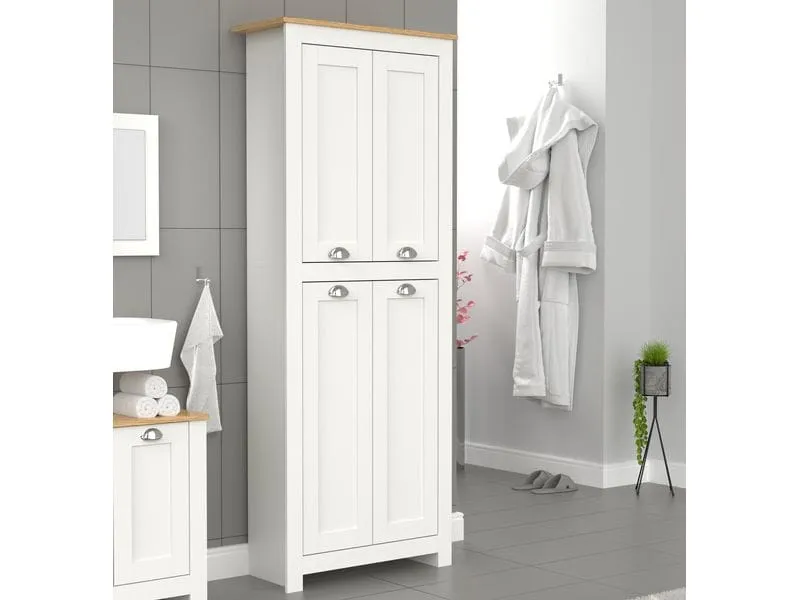 VCM Badezimmerregal Balusa 42 x 180 cm, Braun/Weiss VCM Badezimmerregal Balusa 42 x 180 cm, Braun/Weiss