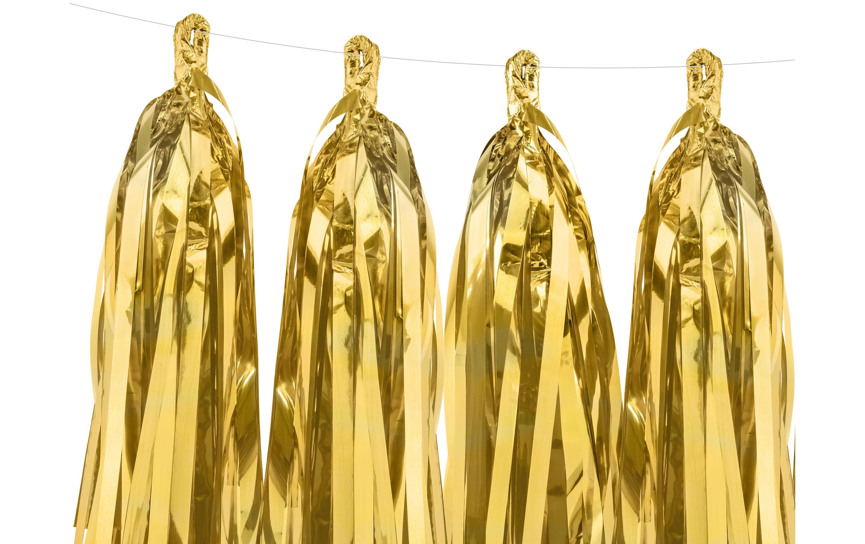 Partydeco Girlande Quasten 1.5 m, Gold, 12 Pompons