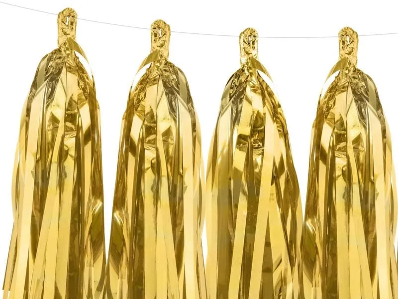 Partydeco Girlande Quasten 1.5 m, Gold, 12 Pompons Partydeco Girlande Quasten 1.5 m, Gold, 12 Pompons