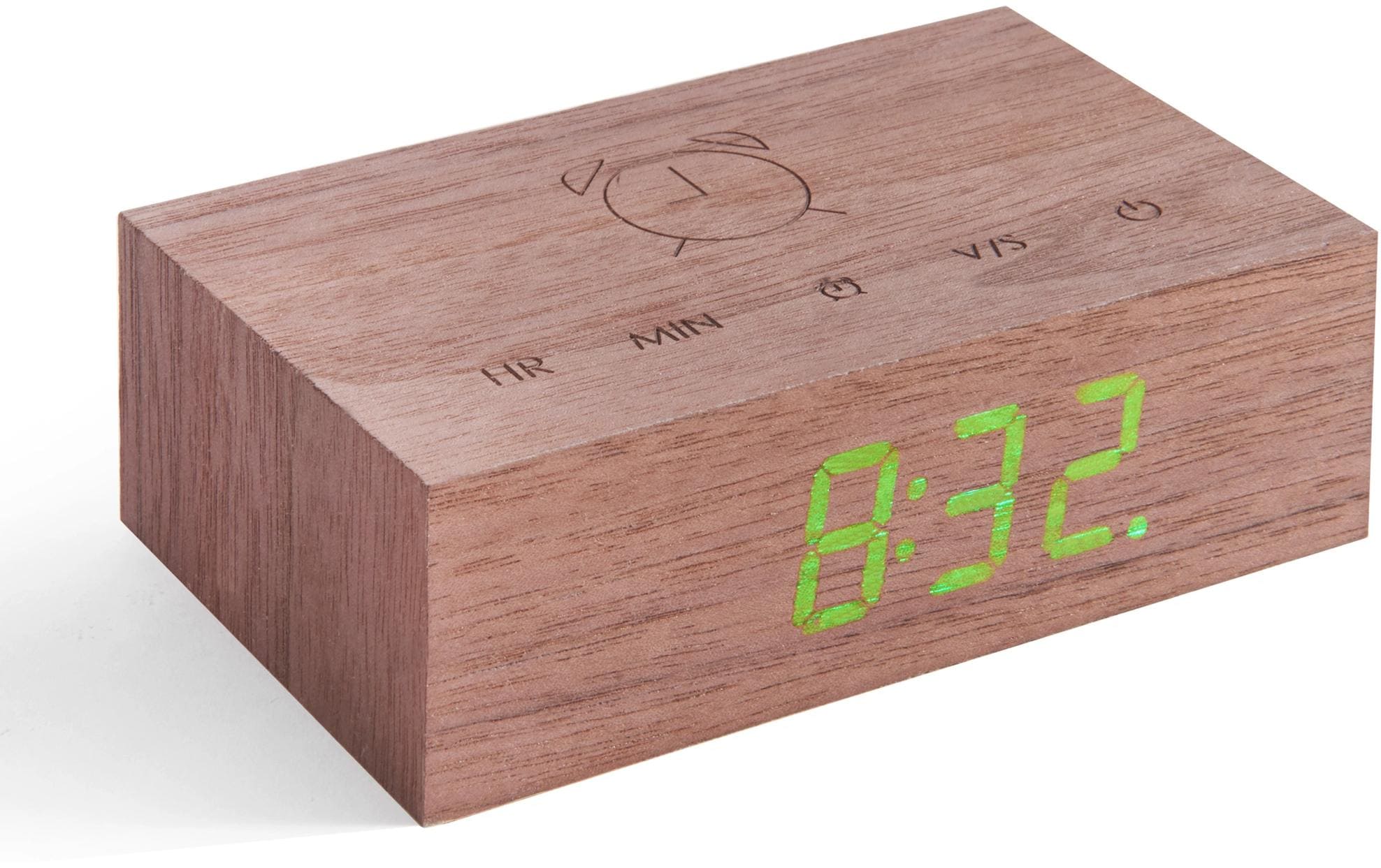 Gingko Digitalwecker Flip Click Clock Walnut
