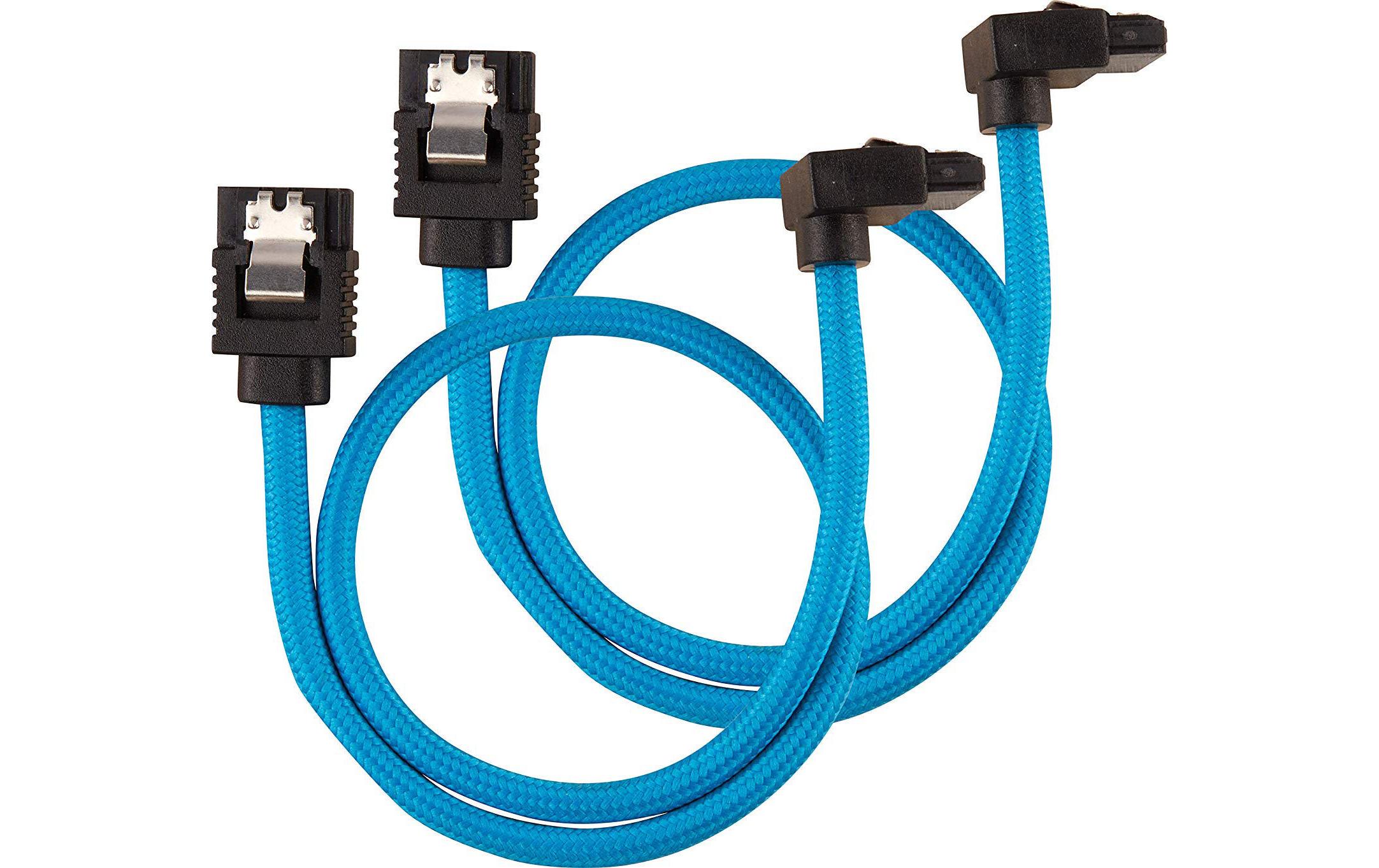 Corsair SATA3-Kabel Premium Set Blau 30 cm gewinkelt