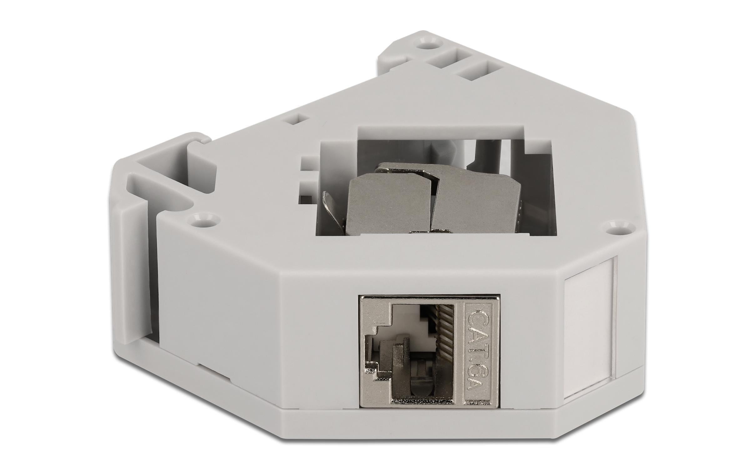 Delock Hutschienenhalter mit Keystone Modul RJ45 Buchse Cat.6A LSA