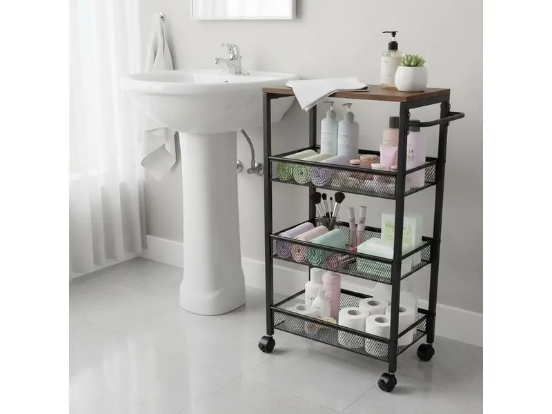 relaxdays Nischenwagen 77 x 22 x 45.5 cm Schwarz relaxdays Nischenwagen 77 x 22 x 45.5 cm Schwarz