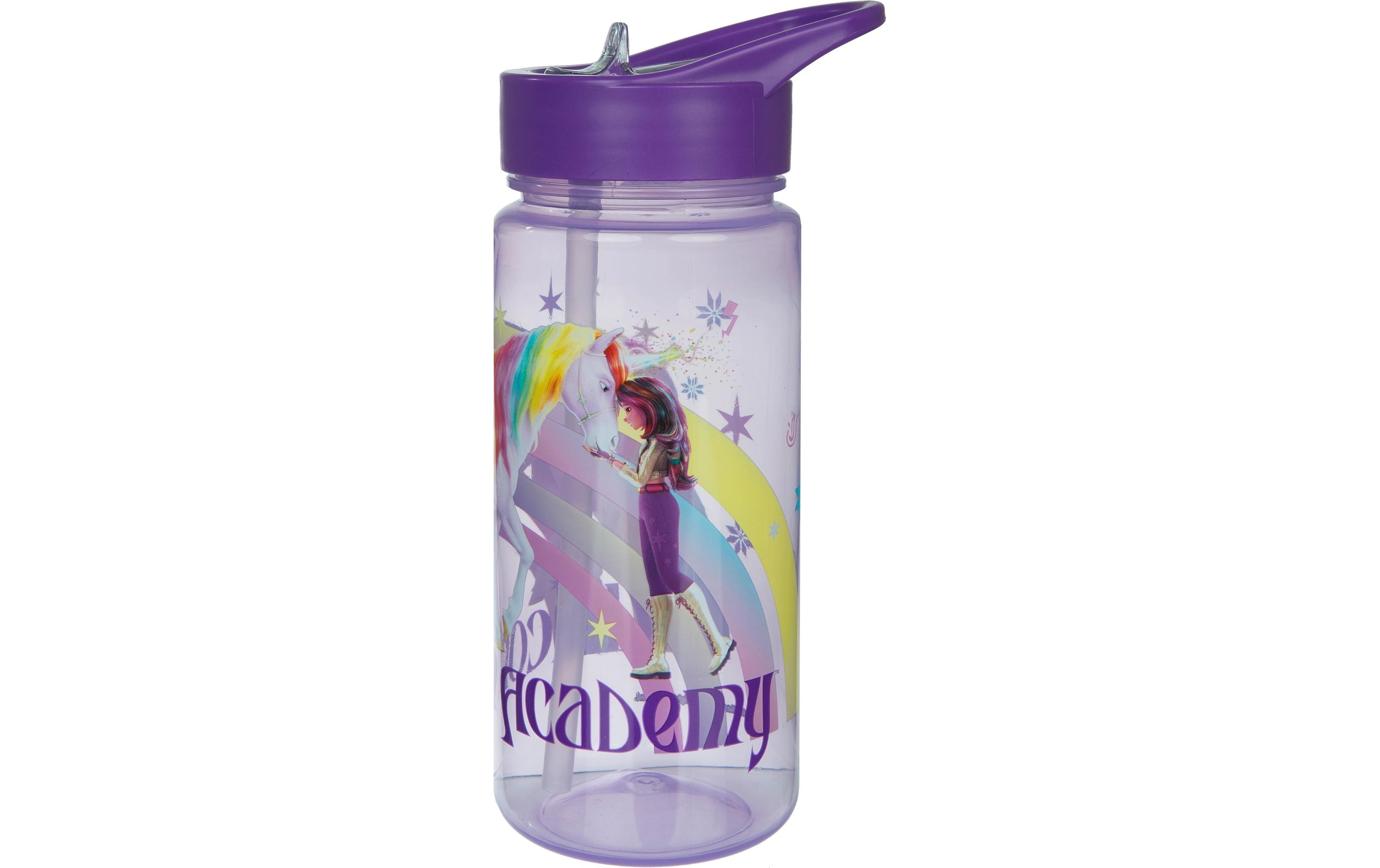 Scooli Trinkflasche Unicorn Academy 500 ml, Lila/Transparent