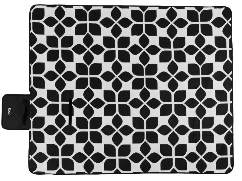 KOOR Picknickdecke Ornamental, Schwarz/Weiss 135 x 160 cm