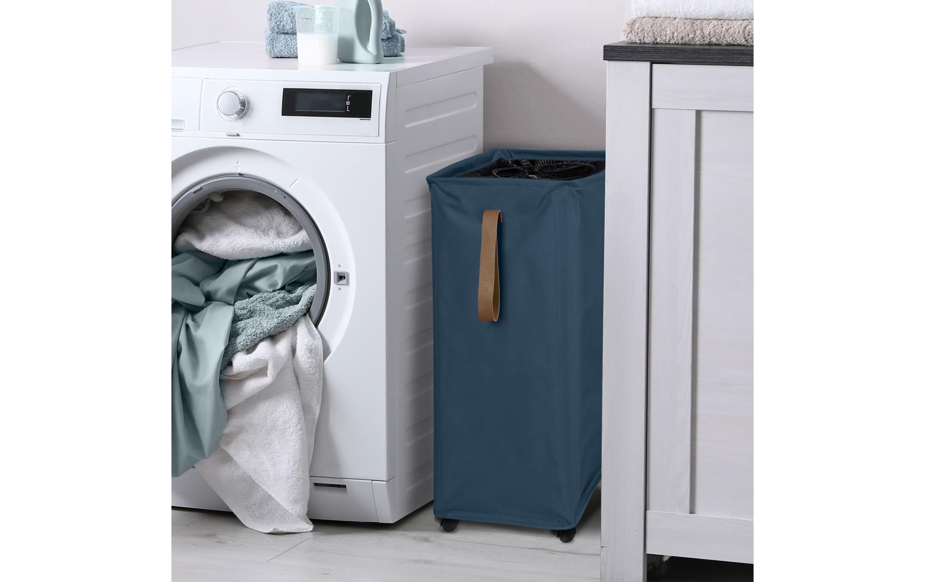 diaqua® Wäschekorb Levi mit Rollen 50 l, Dunkelblau