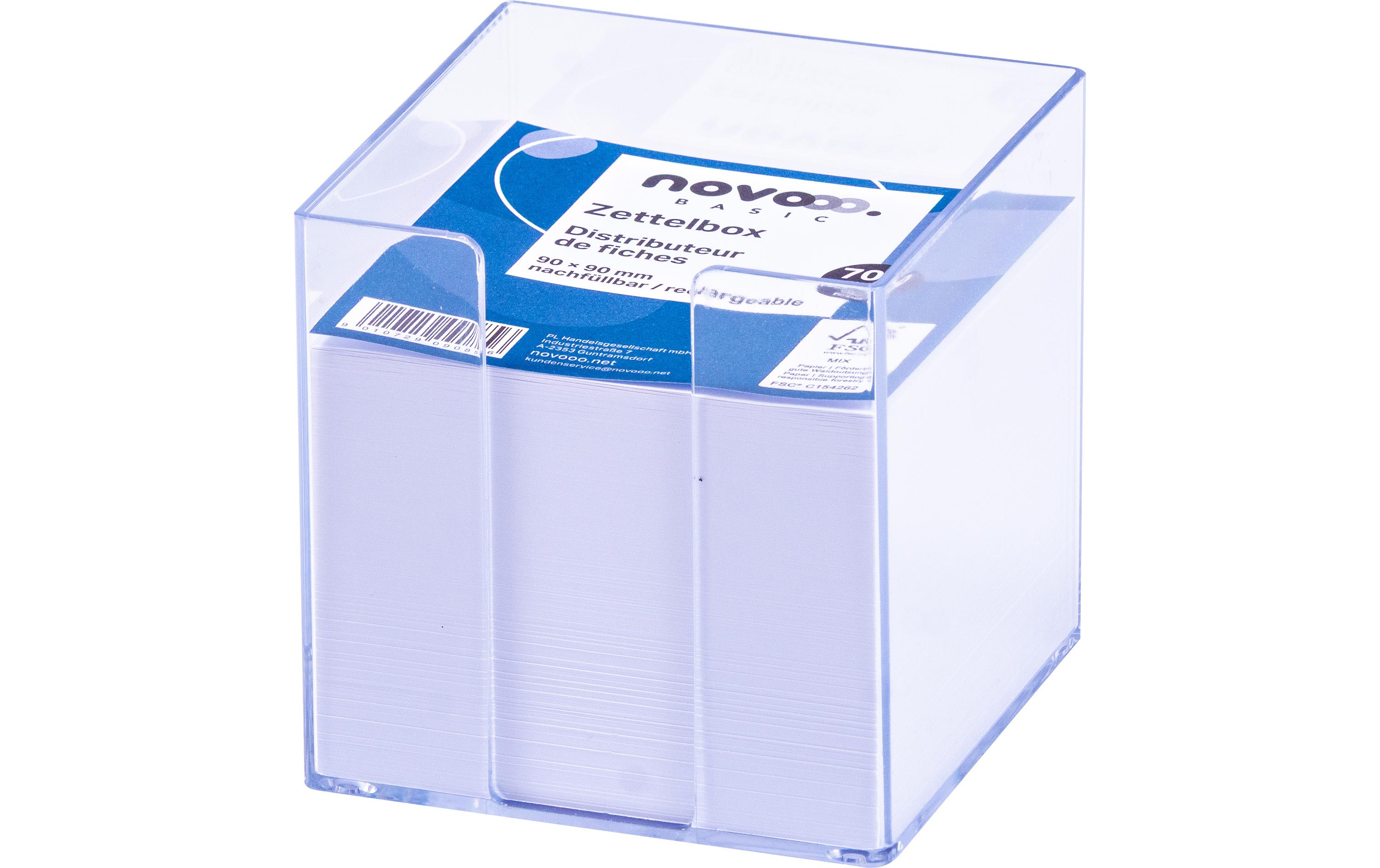 novooo. Notizzettel-Dispenser transparent, 9 x 9 x 9 cm