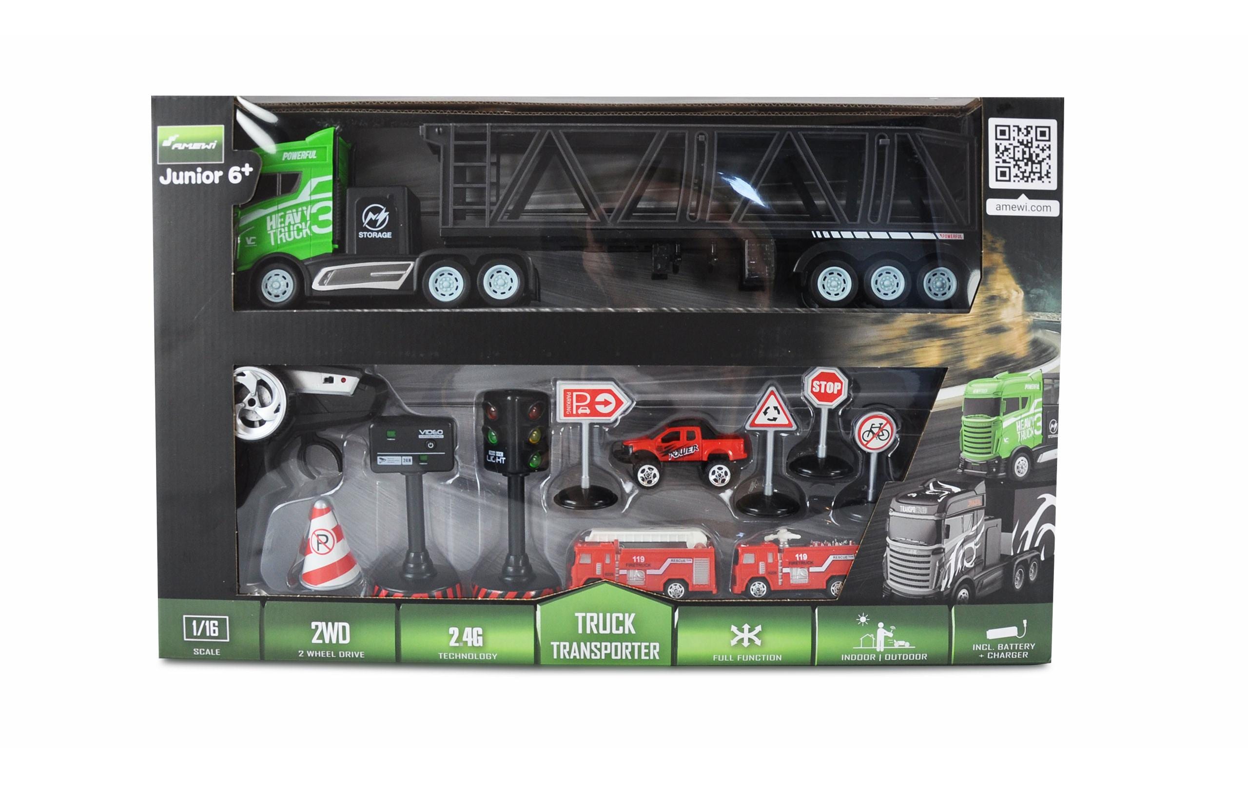 Amewi Lastwagen mit Autotransporter Auflieger RTR