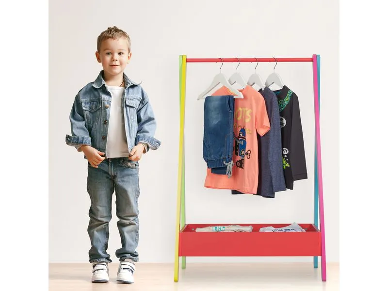 relaxdays Kleiderständer für Kinder 64.5 x 99 cm, Gelb/Grün/Rot relaxdays Kleiderständer für Kinder 64.5 x 99 cm, Gelb/Grün/Rot