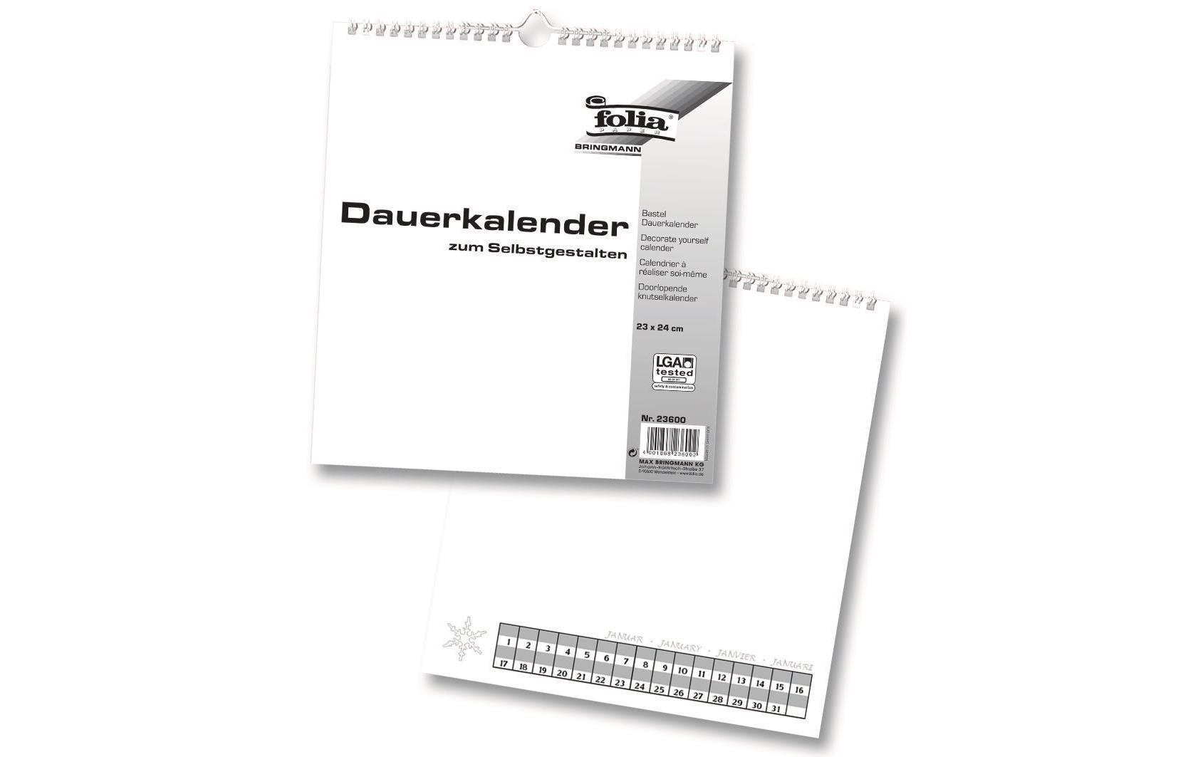 Folia Dauerkalender 23 x 24 cm, Weiss Folia Dauerkalender 23 x 24 cm, Weiss