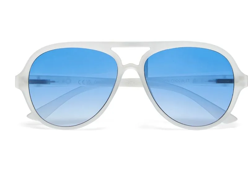 OKKIA Sonnenbrille Alessio Translucent Clear, Dark Blue Lens
