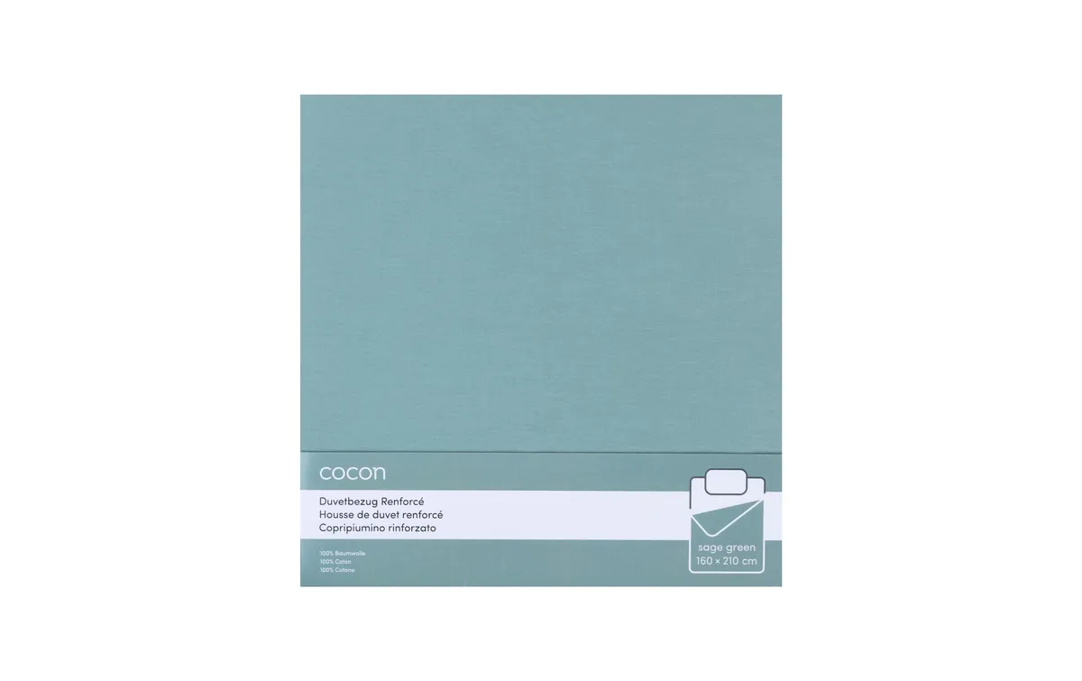 COCON Duvetbezug Renforcé 160 x 200 cm, Salbeigrün COCON Duvetbezug Renforcé 160 x 200 cm, Salbeigrün