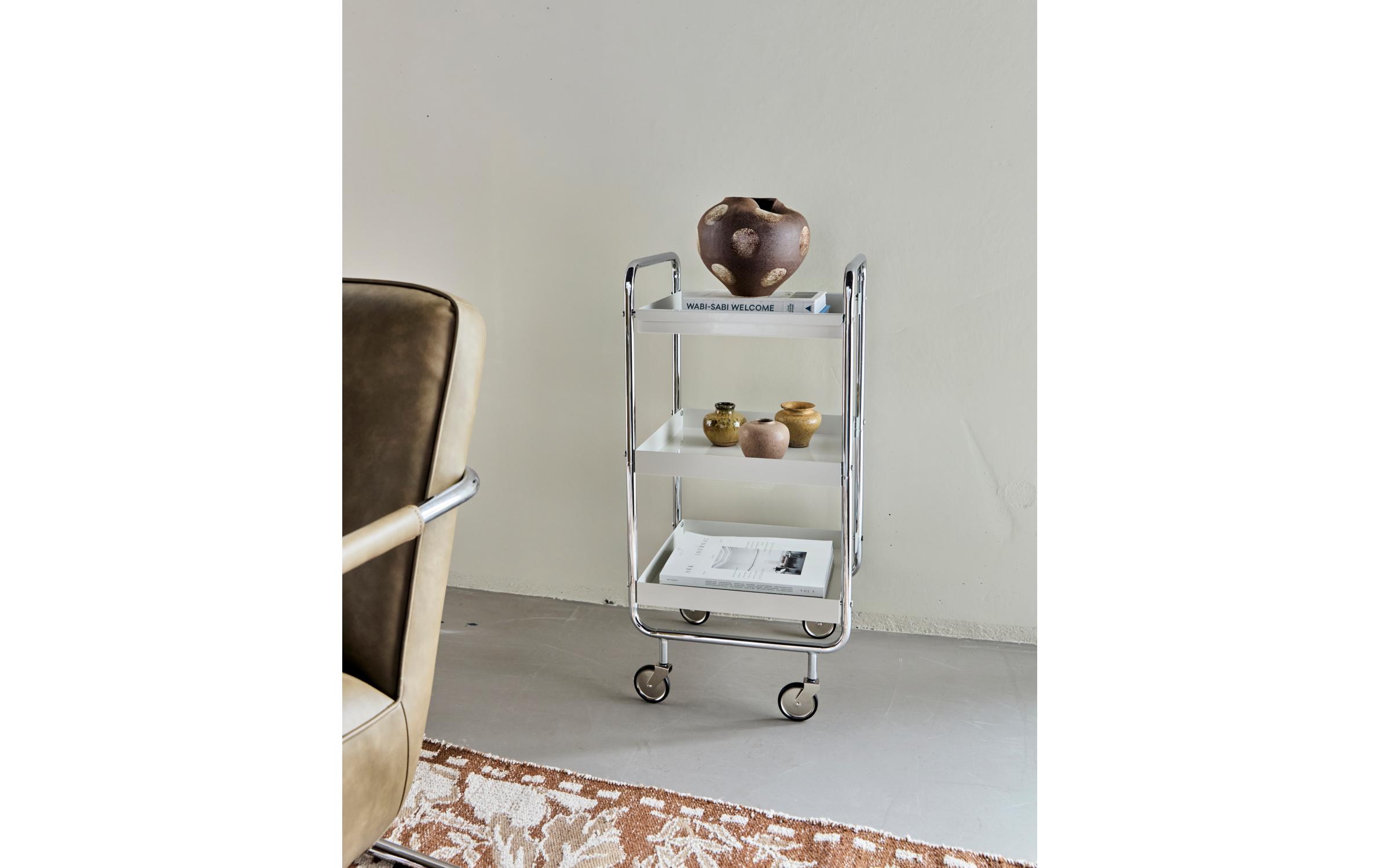 House Doctor Bartrolley HDRoll, 42 x 38 x 85 cm, Silber / Weiss