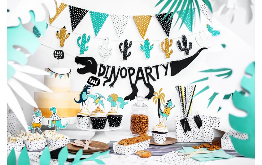 Partydeco Girlande Dinosaurier-Party Schwarz, 20 x 90 cm