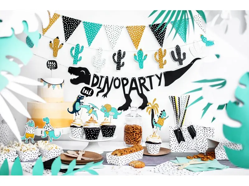 Partydeco Girlande Dinosaurier-Party Schwarz, 20 x 90 cm