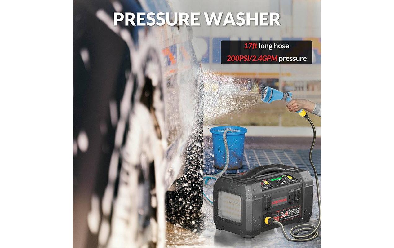 Lokithor Starthilfegerät 2500A mit Kompressor & Hochdruckreiniger