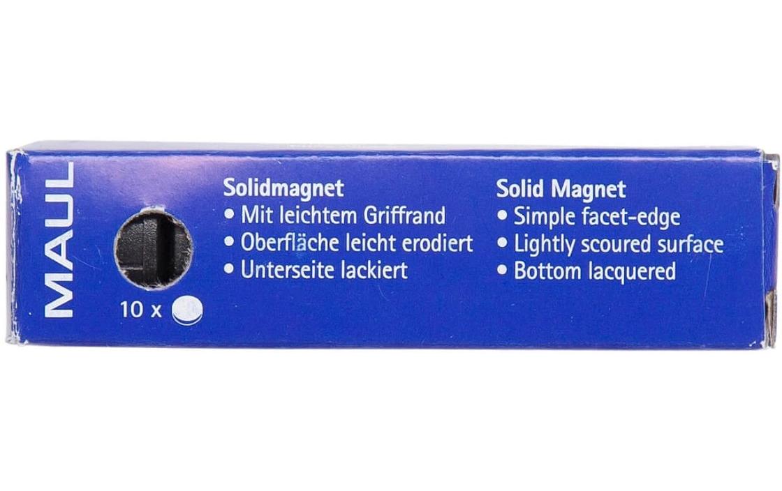 Maul Haftmagnet Solid Ø 20 mm, 300 g, Schwarz, 10 Stück