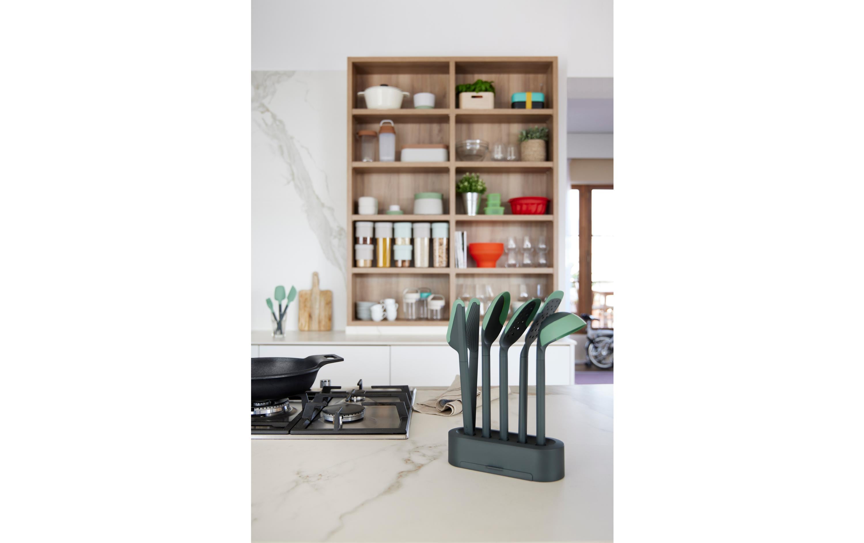 Lékué Küchenutensilien mit Ständer PBT/Silikon, Grün/Schwarz