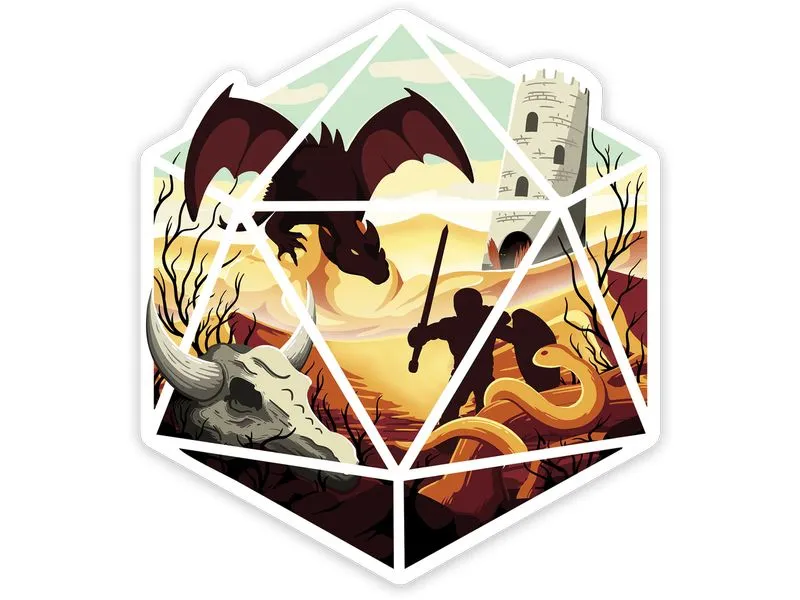 Glass Staff Dragon D20 Sticker Mehrfarbig