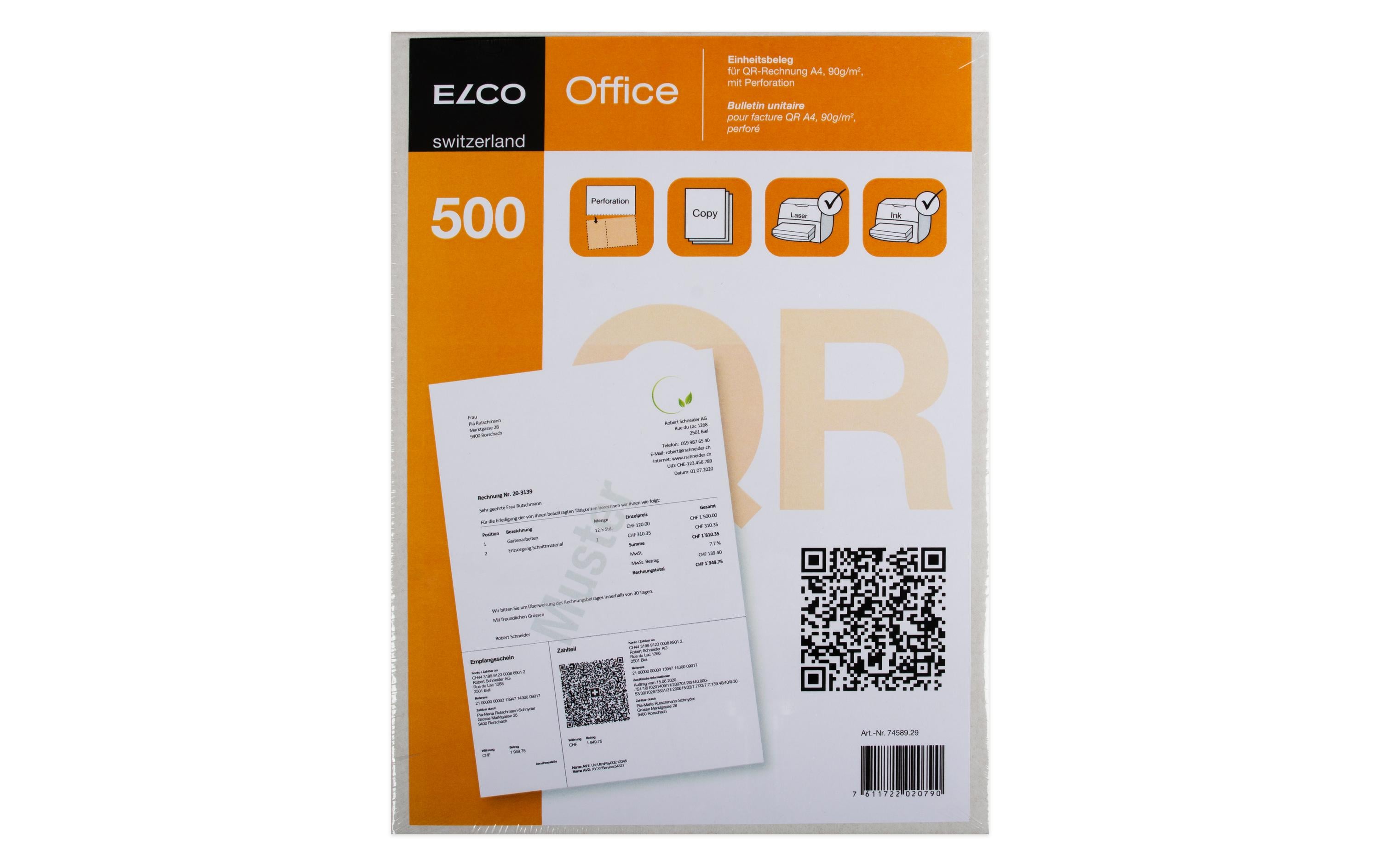 ELCO Rechnungsformular für QR-Rechnungen, 500 Stück