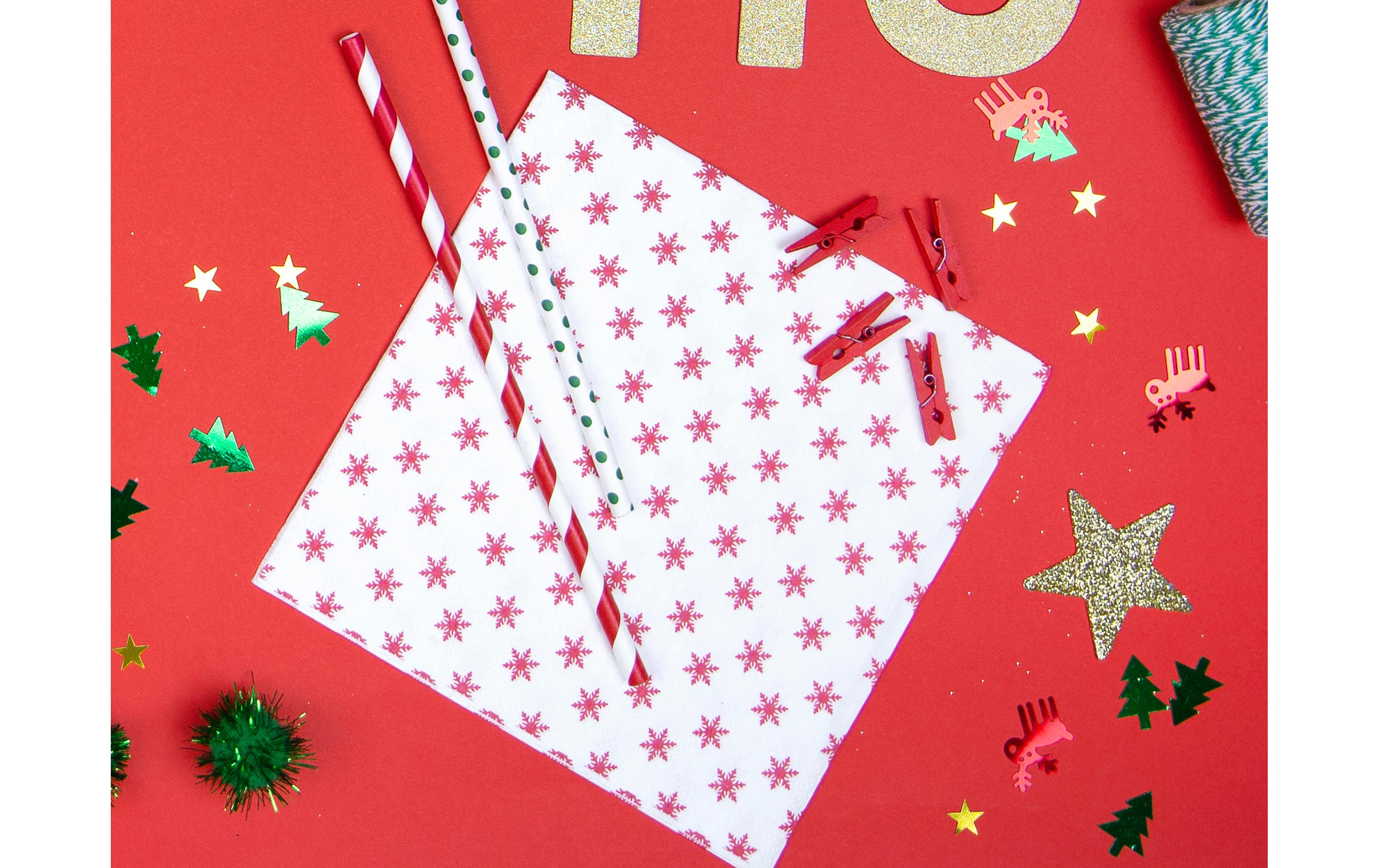 Partydeco Strohhalm 19.5 cm, 10 Stück, Rot/Weiss