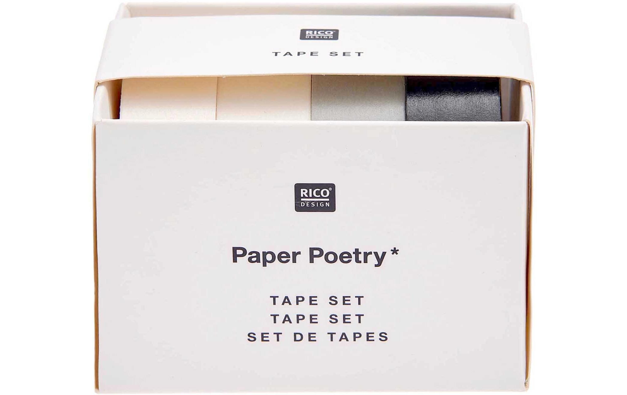 Rico Design Washi Tape 4 Stück, Schwarz/Weiss, 10 m