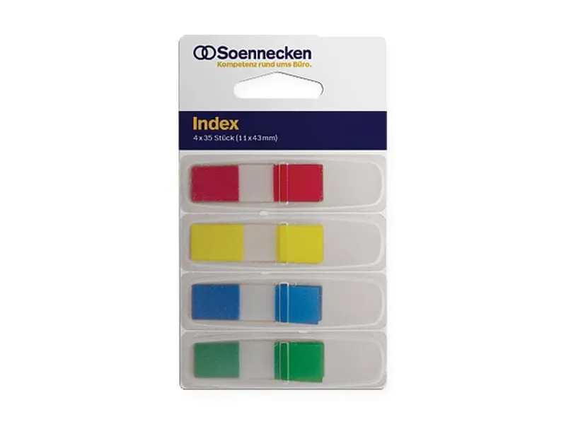 Soennecken Page Marker Index Mini, 1.25 x 4.3 cm, Blau/Gelb/Grün/Rot Soennecken Page Marker Index Mini, 1.25 x 4.3 cm, Blau/Gelb/Grün/Rot