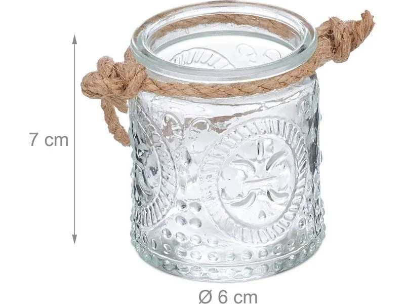 relaxdays Windlicht Summer Vintage 7 cm, Glas, 12 Stück relaxdays Windlicht Summer Vintage 7 cm, Glas, 12 Stück