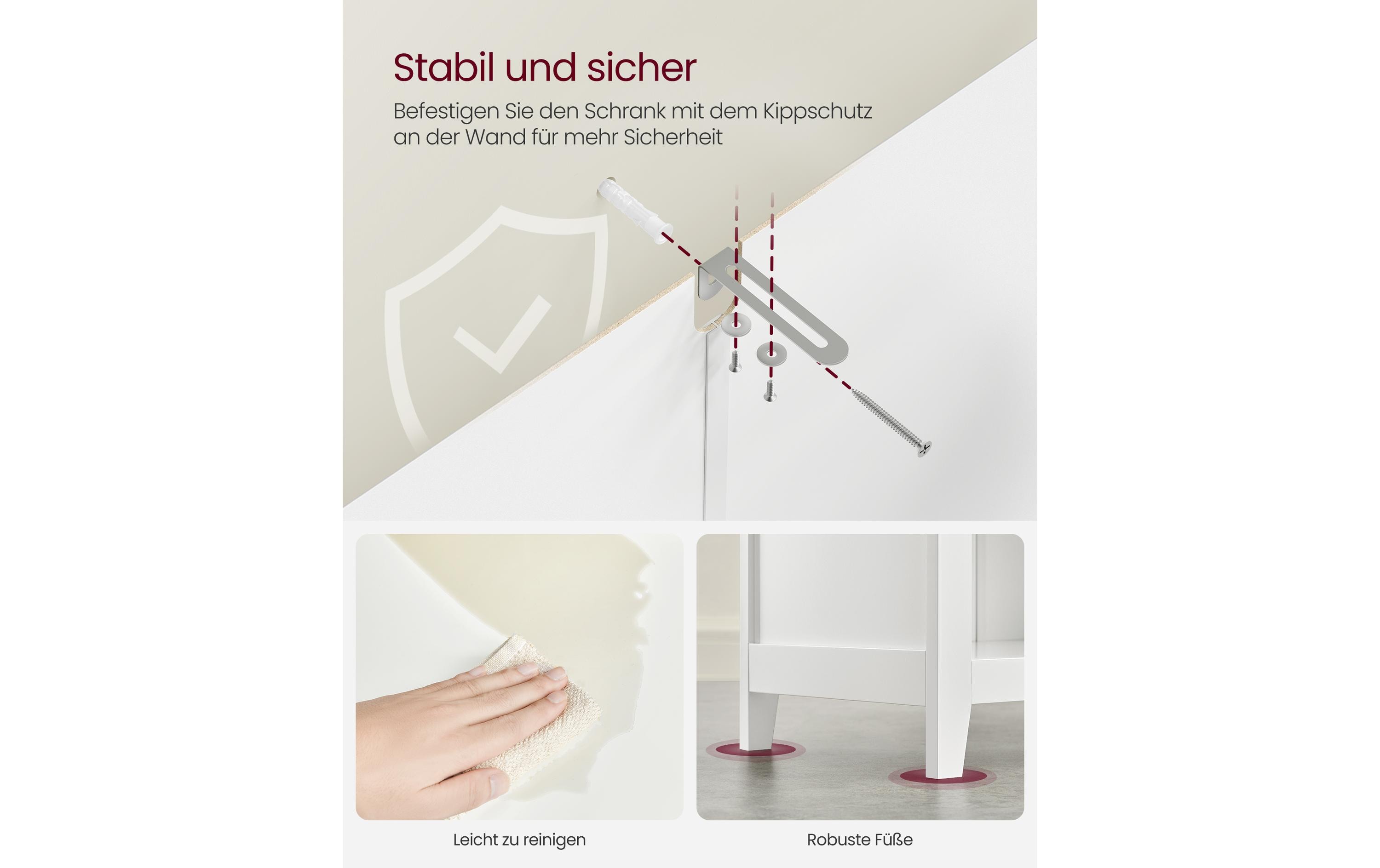 VASAGLE Badezimmer-Schrank 30 x 80 cm, Weiss