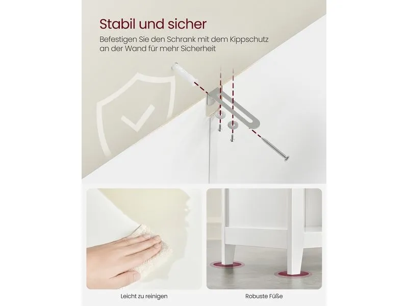 VASAGLE Badezimmer-Schrank 30 x 80 cm, Weiss VASAGLE Badezimmer-Schrank 30 x 80 cm, Weiss