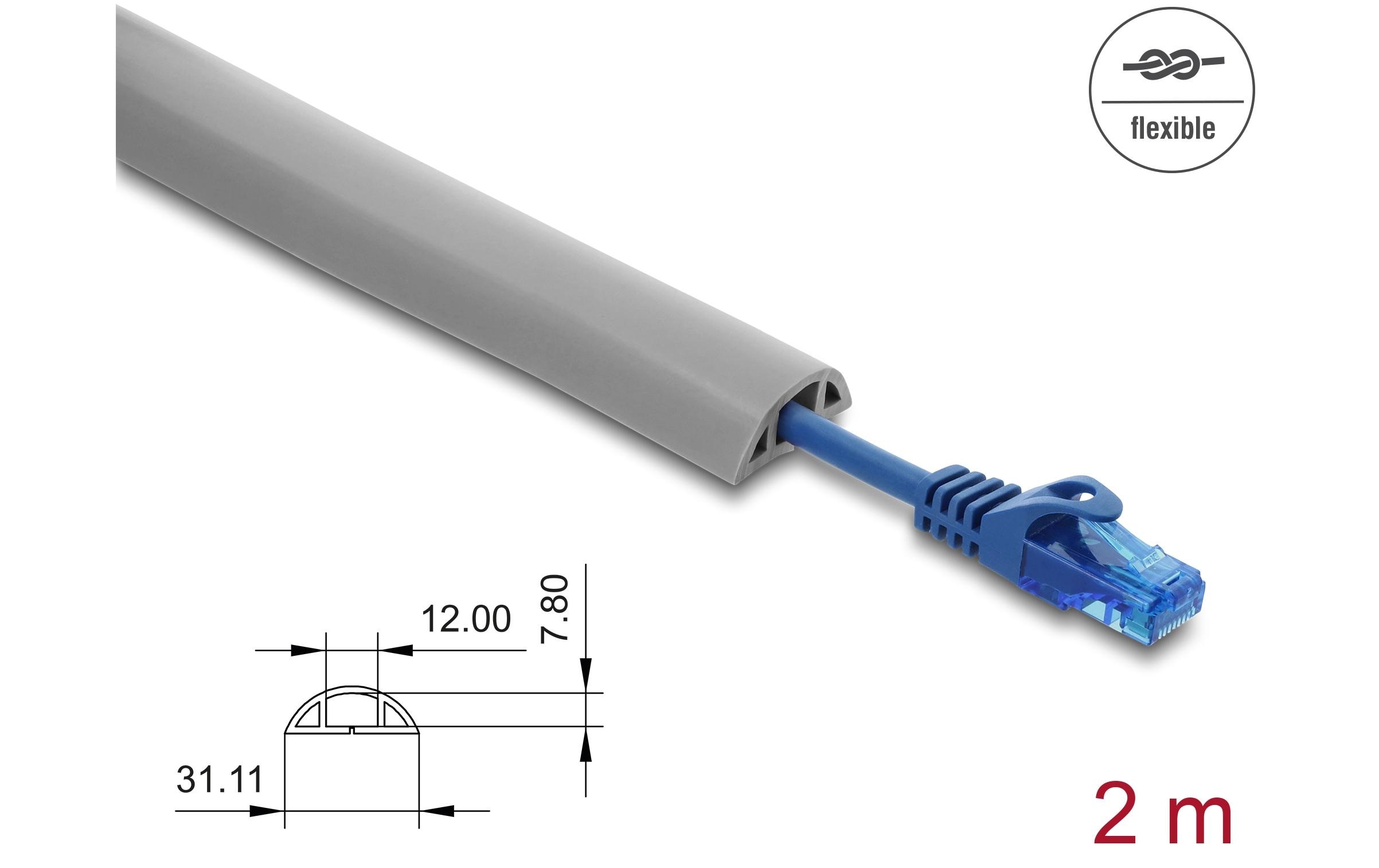 Delock Kabelkanal PVC flexibel 2 m x 30 mm Grau Delock Kabelkanal PVC flexibel 2 m x 30 mm Grau