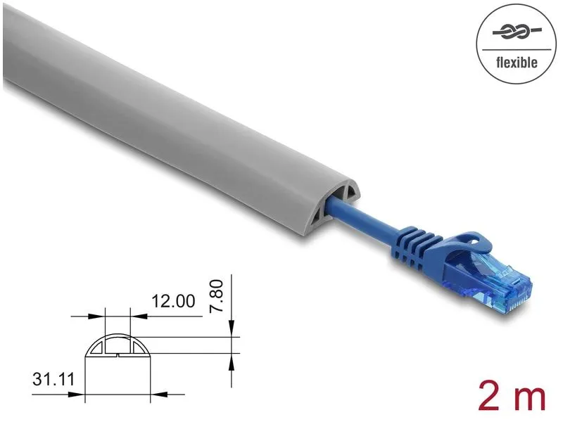 Delock Kabelkanal PVC flexibel 2 m x 30 mm Grau